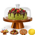 Multi-Functional Acacia Wood Cake Stand Lid Charcuterie Dip Serving Tray
