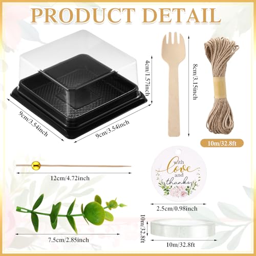 Honeydak 3.5 Inch Individual Cupcake Containers with Lids, Black, 50 Sets - color: Black
