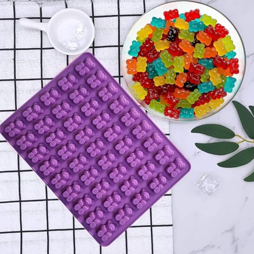 4Pcs Gummy Candy Molds - Silicone Gummy Bear Molds with 2Pcs Dropper,Non-stick and Bpa Free for Candy Chocolate Gummies Baking - color: 4pcs Gummy Bear Molds
