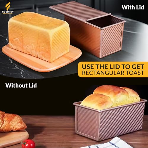 1 lb+1lb Pack Nonstick Pullman Loaf Pan with Sliding Lid for Homemade Bread - size: 1lb+1lb
