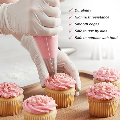 Closed Star Piping Tip #336 – 4Pcs Large Stainless Steel Pastry Tube Nozzle Tips for Cake Decorating, Frosting, Cream, Icing, Cupcakes, Swirls, Roses, Snow Tops, Cookies & Baking