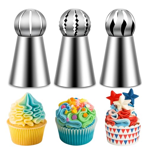 Ball Russian Piping Tips, 3 Pieces, Stainless Steel