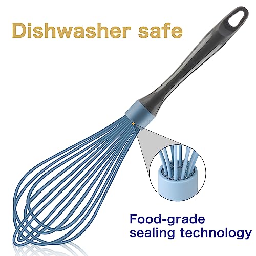 OYV Dishwasher Safe Silicone Whisk, 12-Inch, Non-Scratch, Blue - color: Blue