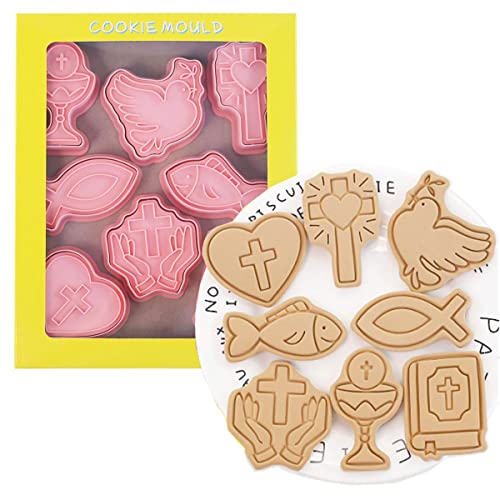 8 pcs Christian Bible Cookie Cutters,Cross Biscuit Cutter (Cross 1227A) - color: Cross 1227A