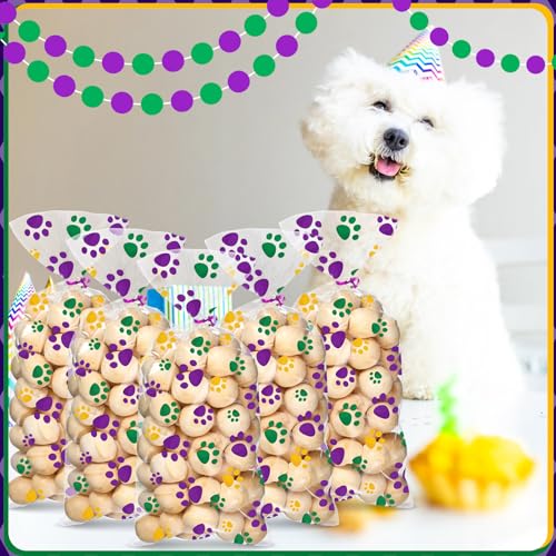 Blulu 100 Pcs Dog Treat Bags Puppy Party Favor, Carnival Colors - color: Carnival Colors