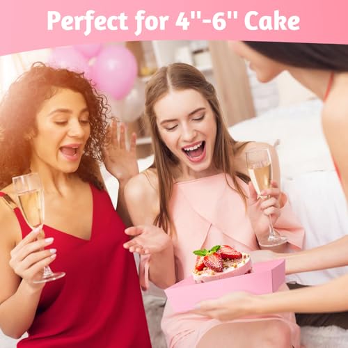 ZORRITA Paper Cake Boxes with Clear Lids, 7" x 7" x 4", 20 Pack, Pink - color: Pink