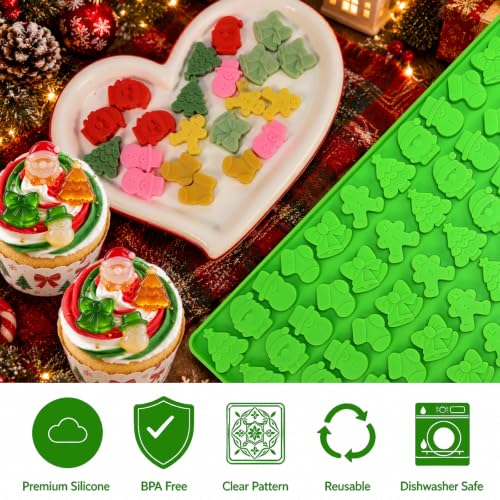 Mini Christmas Silicone Mold, 1Pcs Christmas Chocolate Molds - color: Green