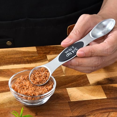 Magnetic Measuring Spoons Set of 9 Stainless Steel Dual Sided Stackable Measuring Spoons Nesting Teaspoons Tablespoons for Measuring Dry and Liquid Ingredients(9 Black) - color: 1 Set - 9 Black