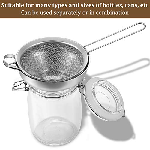 Boao 4 Pcs Stainless Steel Canning Funnels with Fine Mesh Strainer,Silver