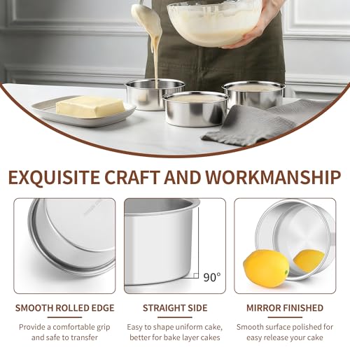 TeamFar 5 Inch Cake Pan Set of 4, Stainless Steel Small Layer Cake Pans Tin - size: 5inch