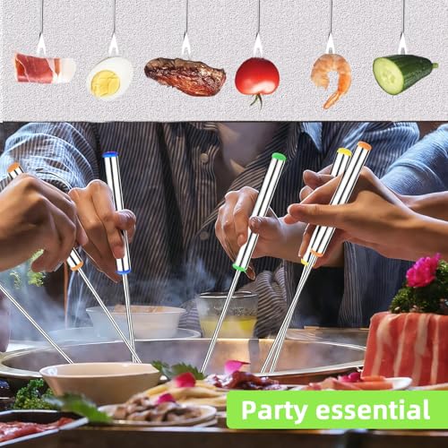 18 Pack Stainless Steel Fondue Forks, 9.3 In, 6 Colors