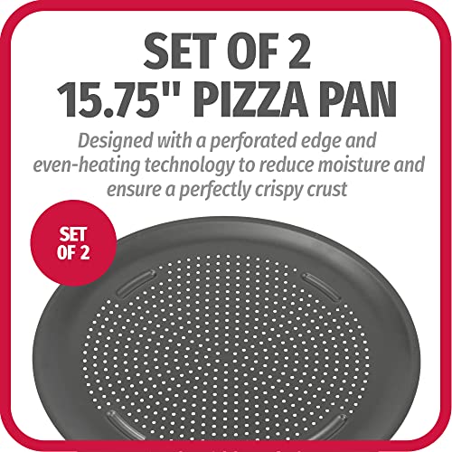 GoodCook AirPerfect Nonstick 16” Pizza Pan - Set of 2 - Pizza Trays for Oven, Perforated Round Pizza Pan, Carbon Steel Baking Pan, Homemade, Frozen & Leftover Slices - style: 2 Pans