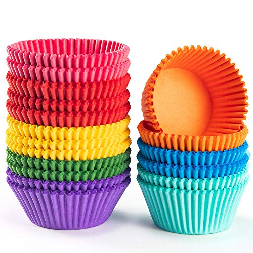 Bright Rainbow Standard Cupcake Liners Solid Colorful Paper Baking Cups 400-Count (Pack of 2) - size: Standard Size (Pack of 2)