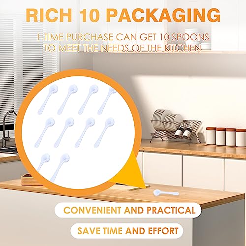 10Pack Teaspoon Measuring Spoons - Bulk Plastic Scoops for Coffee, Spice Jars - Accurate Measure for Cooking and Baking - 5 ml Capacity - color: 10 PACK