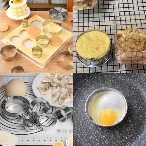 12 Pieces Round Cookie Cutter Set, Stainless Steel Circle Pastry Cutters