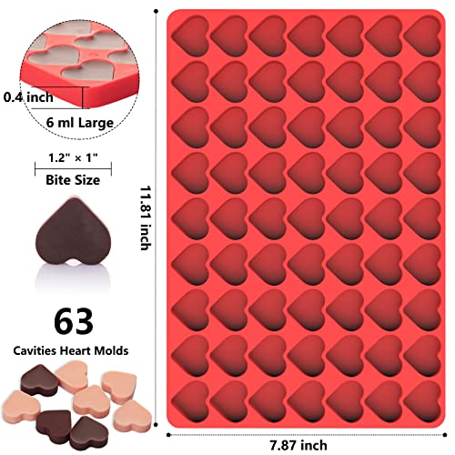 Heart Silicone Mold, 63 Cavities Small Heart Chocolate Molds - color: Large Heart