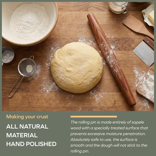 muso wood Sapele French Rolling Pin for Baking - size: 15.75in French Rolling Pin