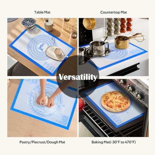 Nonstick Silicone Pastry Baking Mat Large Measurements 16x24'' for Dough - color: Blue, size: 24"L x 16"W