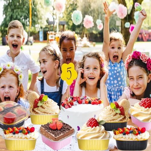 10oz Mini Cake Pans With Lids 50 Pack ,Mini Loaf Pans 4”x4” Cake Container - color: 10OZ-Black
