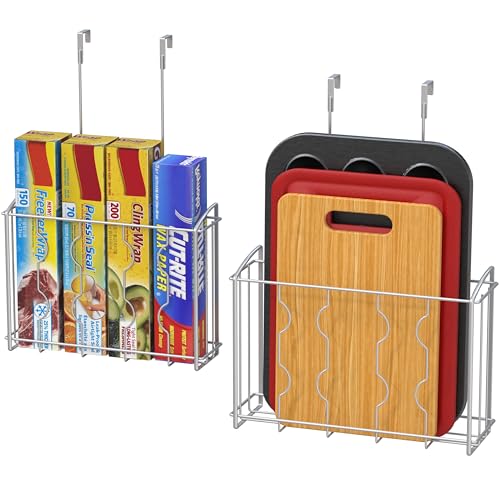 Simple Houseware Over the Cabinet Door Organizer Holder, 2pcs (L+M), Silver - size: 2 Pack