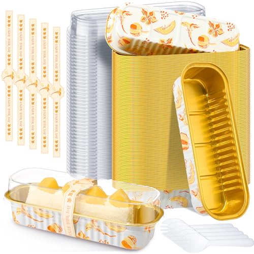 Tioncy 100 Pcs Mini Loaf Pans with Lids Spoons, Pumpkin - style: Pumpkin