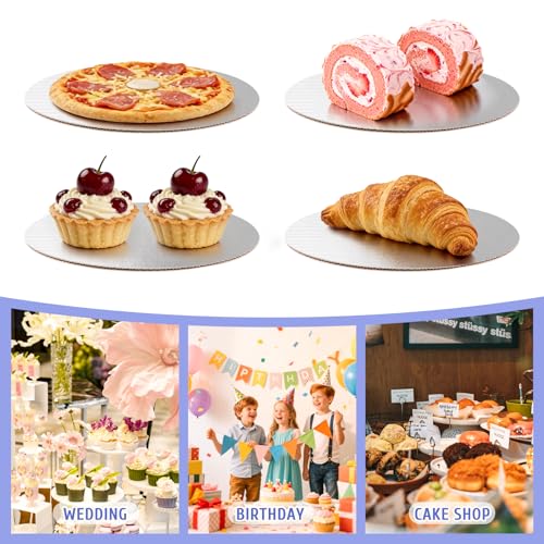 8 Pack 8 Inch Round Cake Boards,Silver Cardboard Cake Rounds - color: Silver, size: 8Inch, style: Classic Round