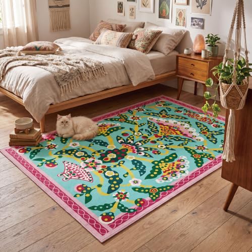 4x6 Pink Peony Area Rug, Soft Low Pile - color: Pink Peony, size: 4' x 6' (Rectangular)