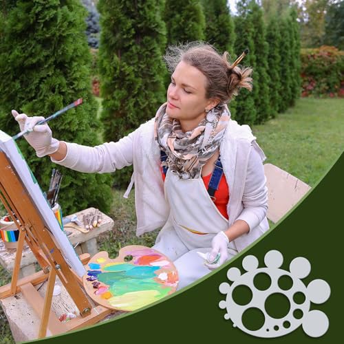 Maitys 2 Pcs Airbrush Circle Stencils, White Art Painting Templates - style: Circle