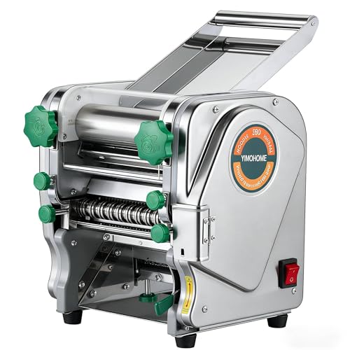 Commercial Pasta Maker Machine,Electric Noodle Maker&Dumpling Machine for Home Use,Stainless Steel Dual-Cutter No Disassembled-3/9mm Width Noodle/Thickness Dough-Auto Noodle Sheeter - size: XL180-3/9US