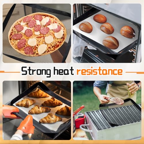 Teenyyou 2 Pcs 11 x 11 Inch PTFE Solid Oven Basket Non Stick Cooking Basket Cooking Trays for Quick Oven Accessories Baking Chips Chicken Wings Bread Heating - size: 11 x 11 Inch