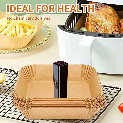 Air Fryer Disposable Paper Liner, 100PCS 9" Natural Parchment Paper for Air Fryer Oil-proof Water-proof, Food Grade Parchment for AirFryer, Steamer, Microwave Etc - size: 9" Square
