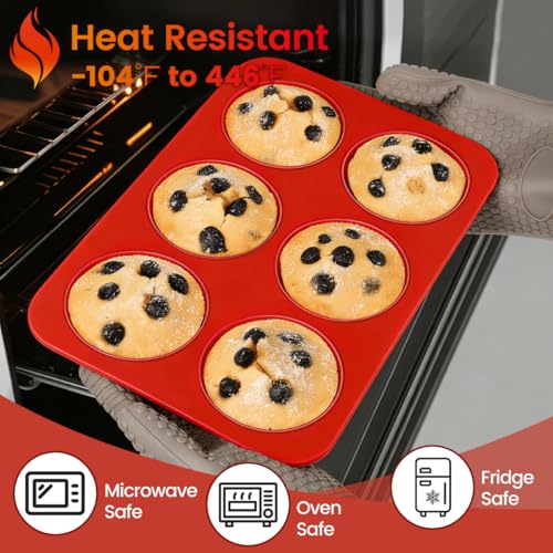 CAKETIME Silicone Muffin Pans for Baking, 2 Packs Jumbo 6 Cups and Mini 24 Cups for Baking Muffins, Cupcakes, Egg Bites, and Frittatas - size: 24-Cup Mini & 6-Cup Jumbo