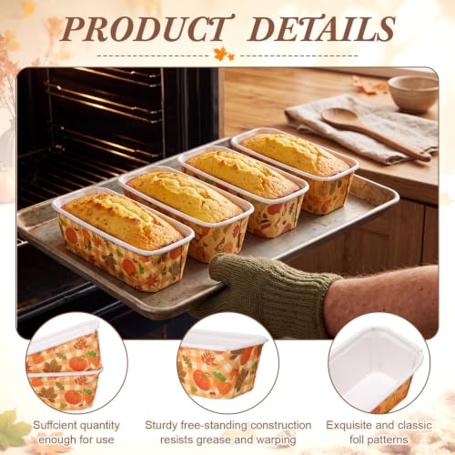 80 Sets Fall Paper Loaf Pan Bulk 6.3 x 2.2 x 2.2 In Mini Cake Pan