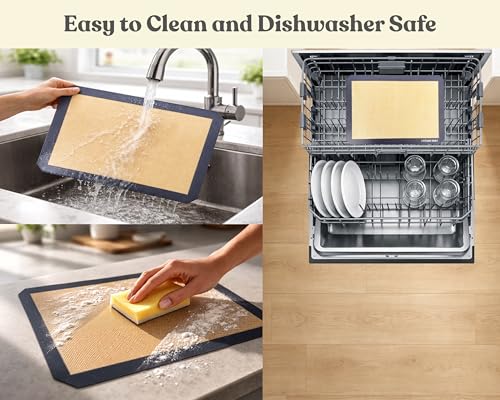 Silicone Baking Mats Set of 2, Half Sheet Nonstick Reusable Extra Thick Baking Sheet Liners for Cookies, Macarons, Bread, Pizza, Pastry, Gray - color: Gray, size: 16.5"L x 11.6"W
