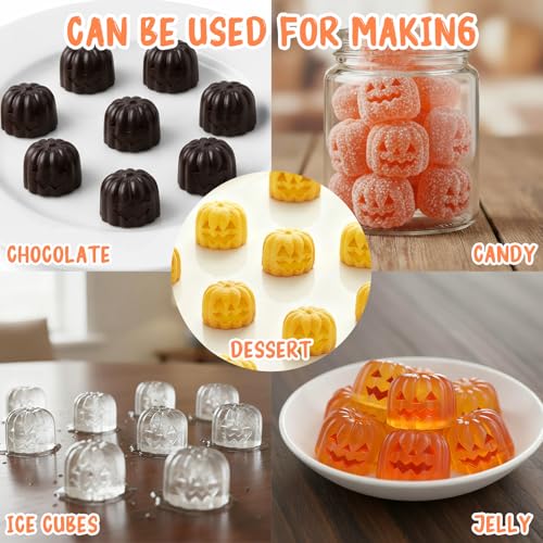 Halloween Pumpkin Silicone Mold for Chocolate,8 Cavities Chocolate Molds,Funny 3D Halloween Chocolate Candy Molds for Soap Pudding Jelly Cakes Making - color: Style3