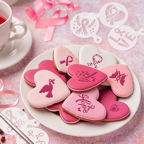 JULBEAR 36pcs Breast Cancer Awareness Cookie Stencils for Baking Party - style: Breast Cancer Style