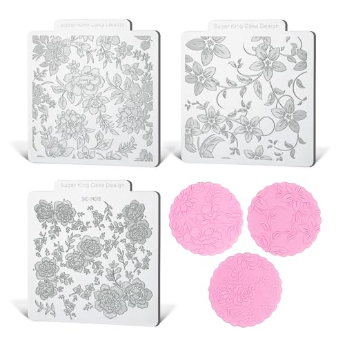 KALAIEN Cookie Stamps,Fondant Impression Mat Set of 3 Style 3 - color: Style 3