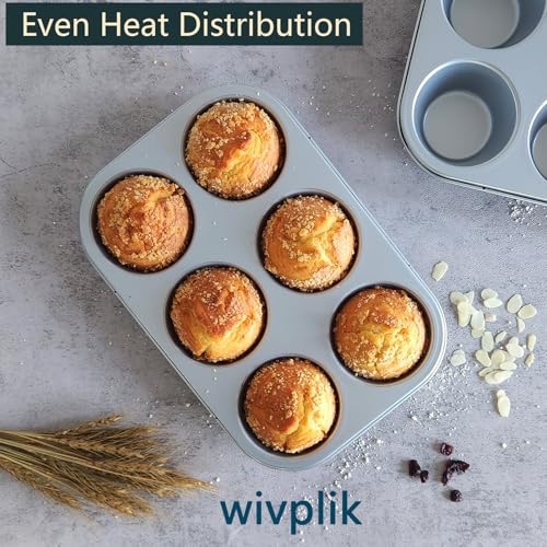 Nonstick Jumbo Muffin Pans, 2 Pack 6 Cup Extra Large Cupcake Tins