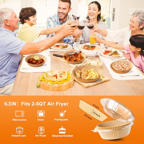 Vailnd 6.3" Round Air Fryer Liners Disposable 200 PCS for Ninja AF101 - size: 6.3" Round