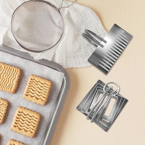 5 Pcs Square Biscuit Cutter Set with Handle - size: Square