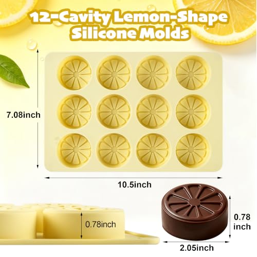 Lemon Silicone Mold for Gummy,12-Cavities Citrus Mold Silicone,2Pack Fruit Dessert Molds for Chocolate,Candy,Jello - size: 12-Cavity Lemon Silicone Molds