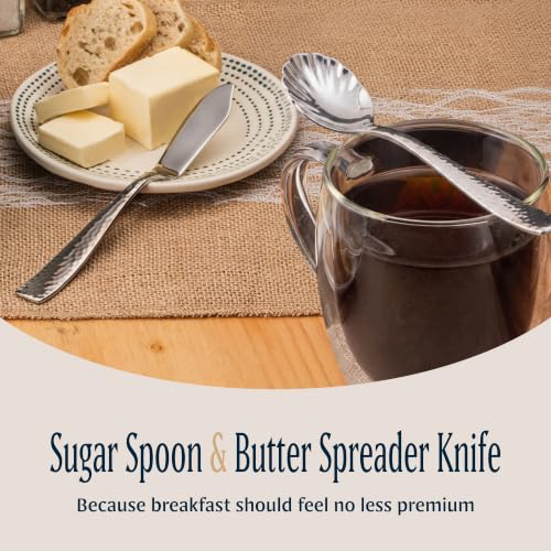 Hudson Essentials Hammered 18/10 Stainless Steel Hostess Serving Utensil Set, 8-Piece Set with Cake Knife, Cake Server and Lasagna Pie Server, Dishwasher Safe