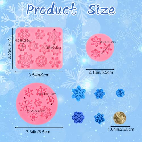 Christmas Snowflake Fondant Mold, 7 Pcs Winter Snowflake Silicone Molds - color: 7 Pcs Snowflake Silicone Molds, Pink