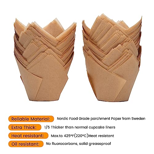 Bake Choice 100pcs Extra Large Natural Tulip Cupcake Liners, 65GSM Paper - color: Natural