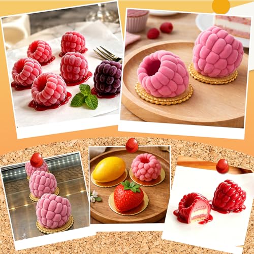 Raspberry Silicone Molds for Mousse Cake Small Fruit Pudding Raspberry Mold - color: Small 12-Cavity Raspberry