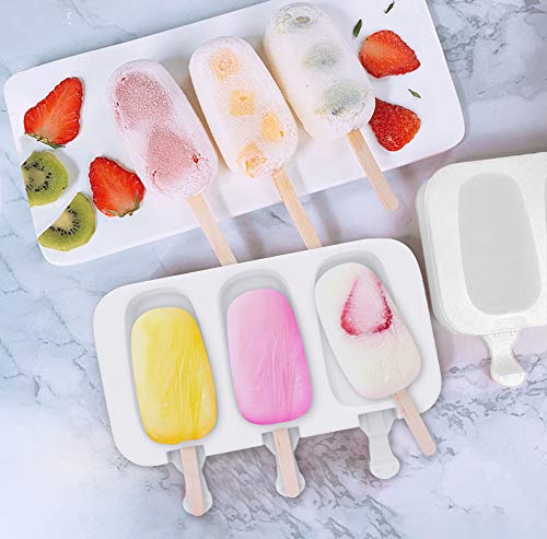 Ouddy Life Popsicle Molds Set of 2, Ice Pop Molds Silicone Cake Pop Mold - color: White