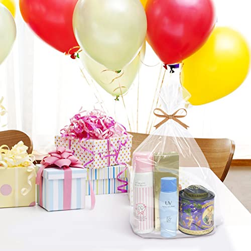 Morepack Flat Bottom Cellophane Treat Bags 100 Pcs 10x4x14 Inches - size: 10x4x14 Inch (100 Count)