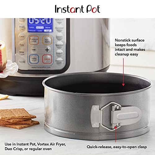 Instant Pot Official 7.5-Inch Nonstick Leakproof Springform Pan with Removable Bottom for Cheesecake, Cakes, Lasagna, Casseroles, and More - Heavy-Duty, Professional Grade, Oven Safe to 450°F (Gray)