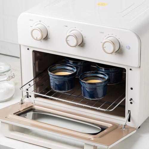 5.5 oz Ceramic Ramekins Set of 4, Reactive Glaze Porcelain Baking Dishes, Oven Safe Souffle Cups for Creme Brulee, Pudding, Dipping Sauces, Custard & Desserts - Royal Blue - color: Royal Blue