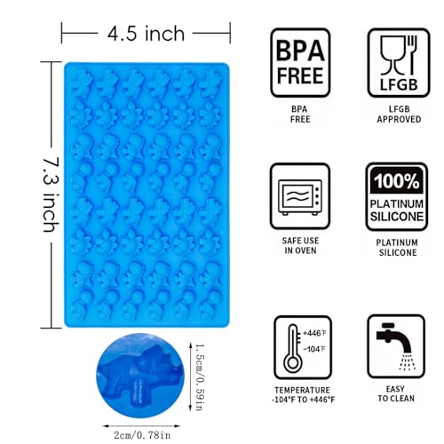 5Pcs Gummy Candy Molds - Silicone Gummy Mini Dinosaur Molds with 2Pcs Dropper,Non-stick and Bpa Free for Candy Chocolate Gummies Baking - color: 5pcs Mini Dinosaur Molds